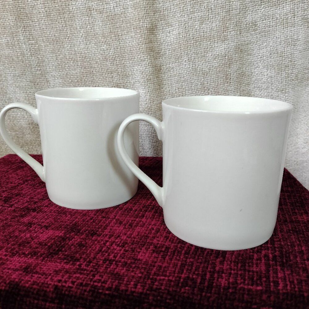 Set of 2 Pier 1 Imports White Porcelain Coffee Mugs New Essential Classic